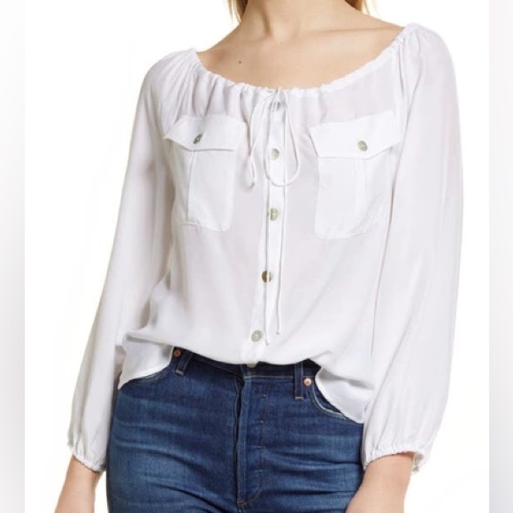 Tommy Bahama Mia Coast Silk Blend White Top Blouse Women’s size XL
